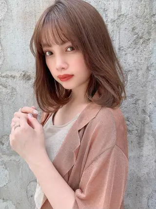 ミディアム カラー 透明感/オリーブ/ グレージュ/YUKAのヘアスタイル