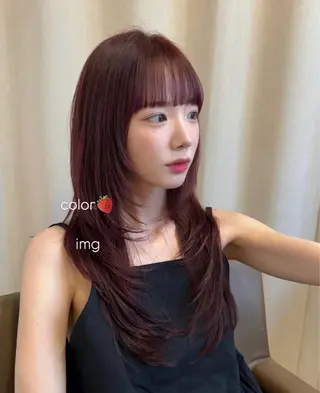 カラー rinka／暖色 ブリーチのヘアスタイル