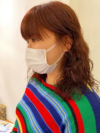 ミディアム パーマ 顔周り/ブリーチなし /縮毛矯正🫧伊勢のヘアスタイル