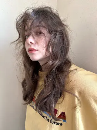 ロング カラー パーマ ヘアアレンジ 丸山渉/パーマ エフェクトブリーチのヘアスタイル