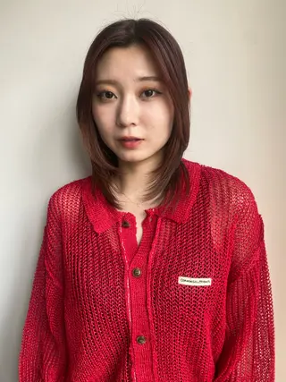 ミディアム 暖色カラー/オリーブ /ミニボブ/白柳美空のヘアスタイル