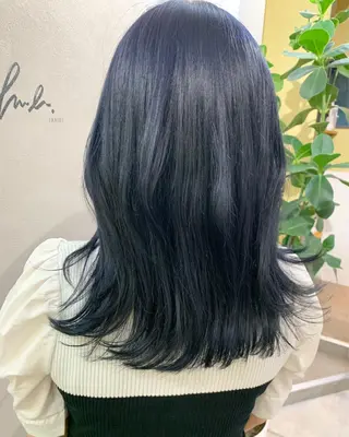 セミロング カラー hub hair レイヤー/透明感のヘアスタイル
