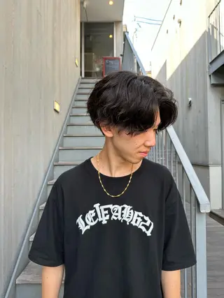 ショート パーマ メンズ 似合わせレイヤー 海外風レイヤーmioのヘアスタイル