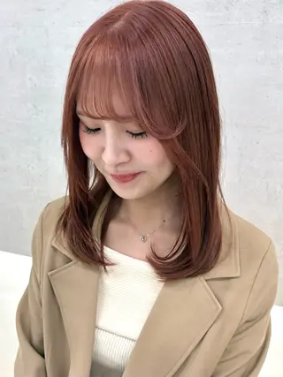 セミロング 福岡美容師 透明感カラーのヘアスタイル