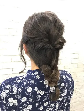 セミロング カラー パーマ ヘアアレンジ 韓国ヘア✨グレージュ カラーasamiのヘアスタイル