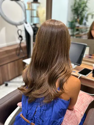 ロング カラー ツヤ髪縮毛矯正💫/ ハイトーン/あゆみのヘアスタイル