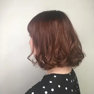 ミディアム カラー パーマ 福島 純子のヘアスタイル