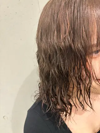 セミロング パーマ カット/暖色カラー/ rikako🌻のヘアスタイル