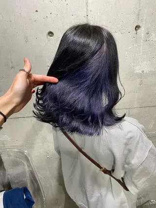 セミロング カラー エフェクトブリーチ 🌟前澤啓太朗のヘアスタイル