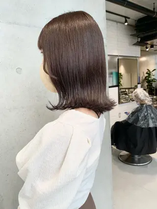 セミロング カラー 透明感/オリーブ/ グレージュ/YUKAのヘアスタイル