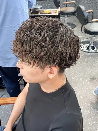 ショート パーマ メンズ パーマ/ダブルカラー ブリーチ⭐️海斗のヘアスタイル