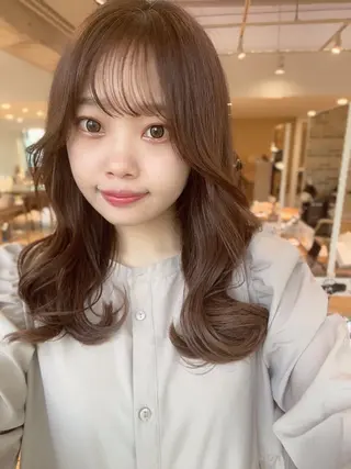 セミロング カラー 顔周り/くびれヘア 韓国ヘア💕風間るなのヘアスタイル