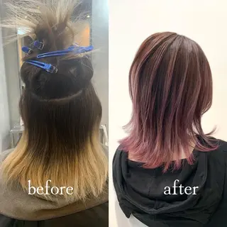 ミディアム カラー ヘアアレンジ VIM hairおもろまち店のヘアスタイル