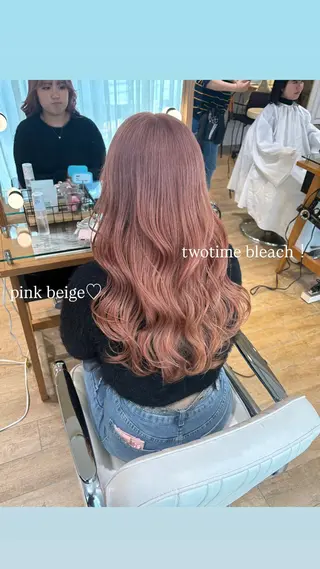 セミロング カラー ヘアアレンジ ハイトーンピンク🍑 ブリーチ🍑RINAのヘアスタイル