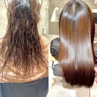 ロング パーマ 洗っても取れない髪質 改善×縮毛矯正が得意のヘアスタイル
