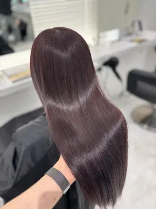 ロング カラー ブリーチなし透明感 ×縮毛矯正🤍ユウのヘアスタイル