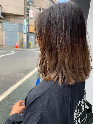 ミディアム カラー パーマ/透明感カラー /ボブ/吉田一生のヘアスタイル