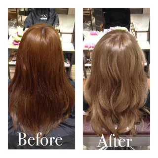 ミディアム セミロング ロング カラー パーマ アオガミ （前髪顔周りカット）のヘアスタイル