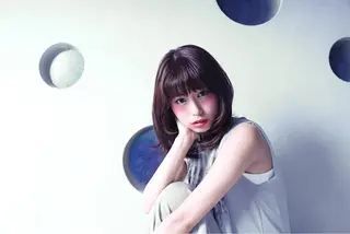 セミロング カラー パーマ 川間 将彦のヘアスタイル