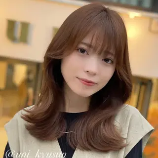 ミディアム 本格韓国ヘア🇰🇷 【uni】キューさんのヘアスタイル