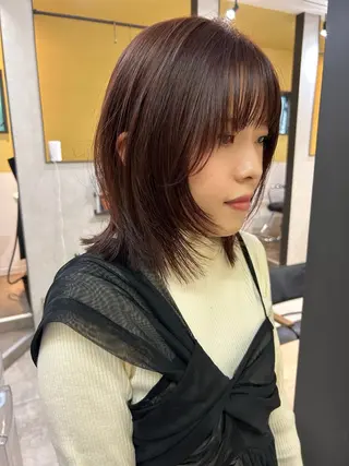 ミディアム カラー hub hair レイヤー/透明感のヘアスタイル