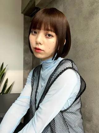 ミディアム パーマ 顔まわり/ボブウルフ 🤍愛唯(めい)のヘアスタイル