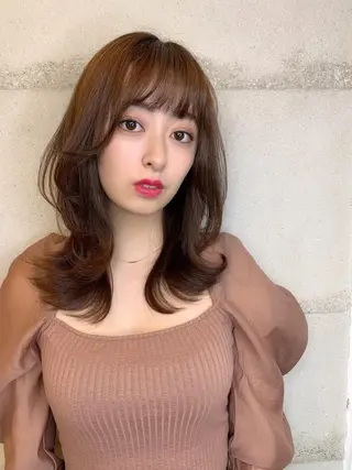 ミディアム カラー 透明感/オリーブ/ グレージュ/YUKAのヘアスタイル