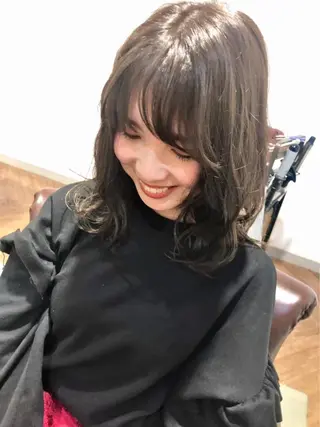 ミディアム カラー パーマ 美髪・髪質改善 有田怜平のヘアスタイル