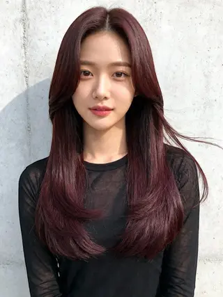 セミロング カラー 韓国レイヤーカット 🫧大阪梅田レイヤーのヘアスタイル