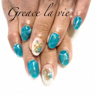 ミディアム カラー パーマ ヘアアレンジ キッズ ネイル マツエク・マツパ Greace la vie所属・Greace  la vieのネイルデザイン