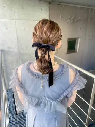 セミロング ヘアアレンジ ヘアセット ✴︎Mai✴︎銀座のヘアスタイル