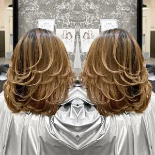 ミディアム カラー ヘアアレンジ アンドウ ユウ/ レイヤーカット/韓国のヘアスタイル