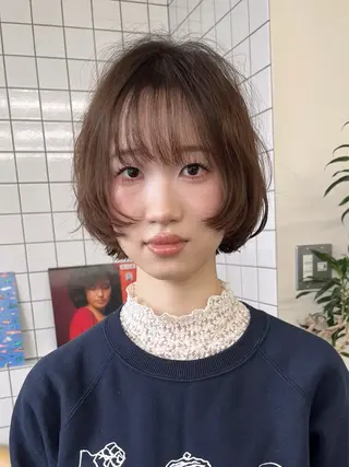 ショート カラー パーマ ボブパーマ/パーマ ウルフパーマのヘアスタイル