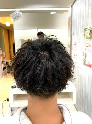 ショート パーマ メンズ 髪質改善× ハイライト溝江のヘアスタイル