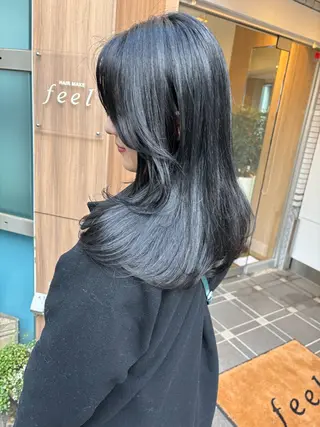 セミロング カラー レイヤーカット /透明感/千葉怜寿のヘアスタイル