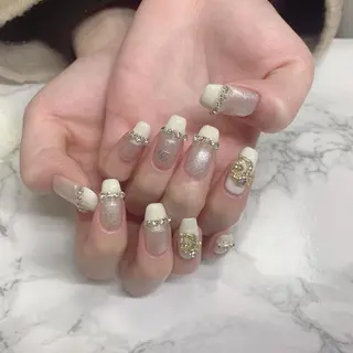 ネイル はな💎ネイル ワンホン、長さ出しのネイルデザイン