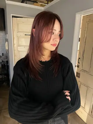 ロング カラー レイヤー　べージュ 白石研太のヘアスタイル