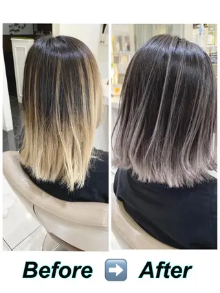 セミロング カラー 山崎俊輔/髪質改善 /バレイヤージュのヘアスタイル