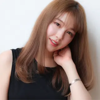 セミロング カラー パーマ ヘアアレンジ VIVIE【ヴィヴィ】所属・髪質改善/韓国風 レイヤー/田村祐樹のヘアスタイル