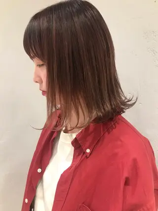 ミディアム カラー 🫧透明感カラー/ ボブ/小笠原汐海🪽のヘアスタイル