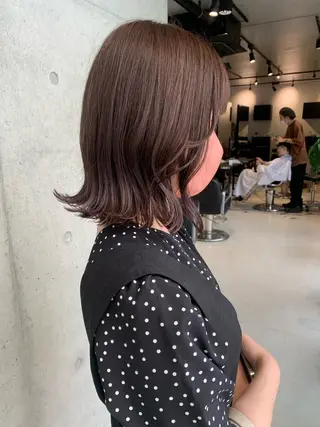 ミディアム カラー 透明感/オリーブ/ グレージュ/YUKAのヘアスタイル