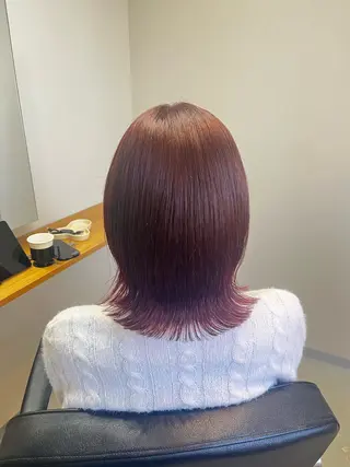 ミディアム omaフクダ 縮毛矯正/艶髪カラーのヘアスタイル
