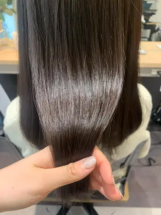 セミロング パーマ hub hair レイヤー/透明感のヘアスタイル