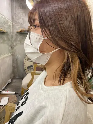 セミロング カラー お任せヘア☘️☘️ 及川渚のヘアスタイル