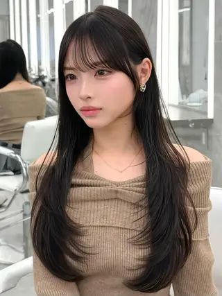 ロング カラー MAEUL luna所属・前髪顔周り/レイヤー 韓国/桔川恒のヘアスタイル