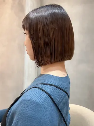 ショート カラー ボブ/巻ける縮毛矯正 /韓国レイヤーはなのヘアスタイル