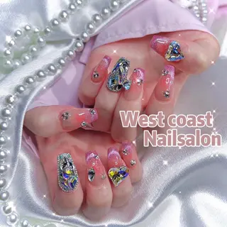 ネイル リボン、ガーリー パーツ放題専門店のネイルデザイン