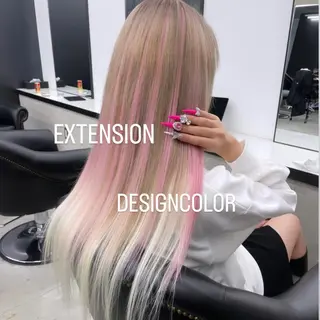 ロング カラー エクステ🩵ブリーチ 韓国ヘア🩵KAEのヘアスタイル