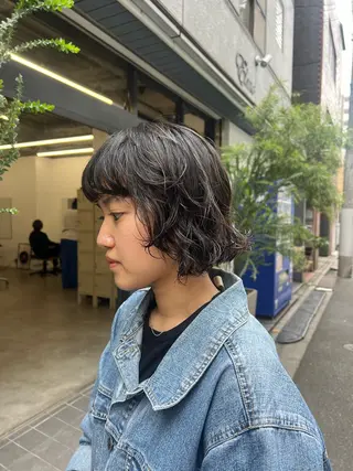 ミディアム パーマ パーマ×透明感カラー MIOのヘアスタイル