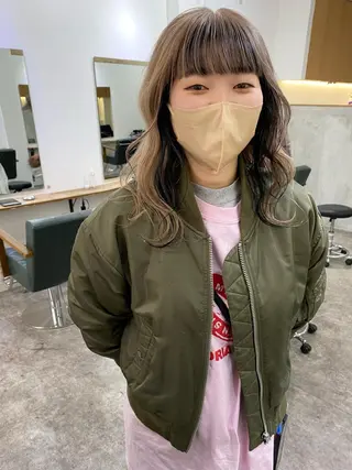 セミロング カラー 森貴裕/ベージュ/ パーマ/オリーブのヘアスタイル